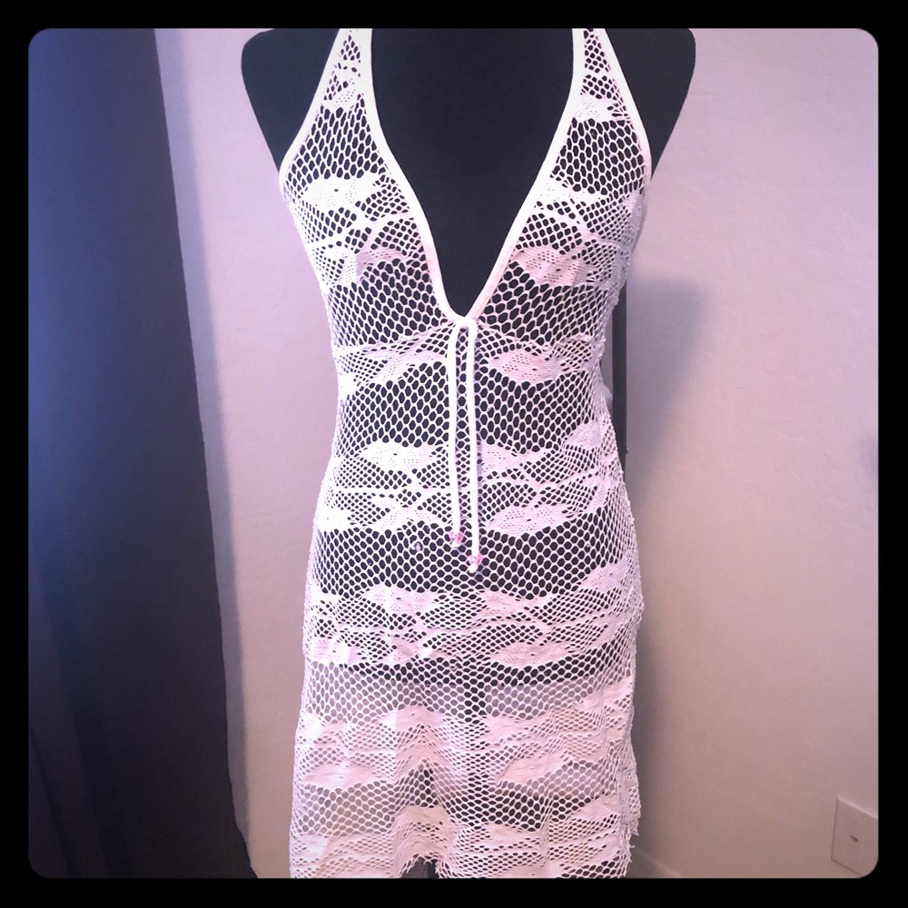 Halter White Swimsuit Coverup